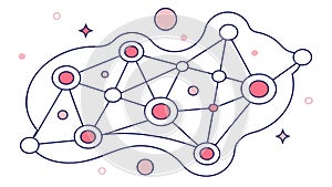 Abstract Network Connection: Interconnected Points Forming a Digital Web, vector design Generative AI