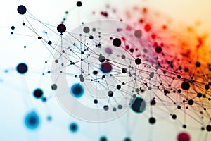 Abstract Network Connection Lines and Nodes with Colorful Background Gradient