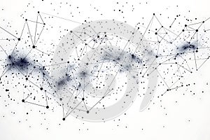 Abstract Network Connection Pattern with Black Dots and Lines on White Background