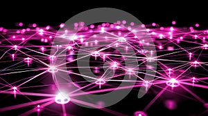 Abstract Network Connection With Pink Glowing Nodes