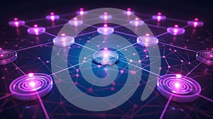 Abstract Network Connection Points With Glowing Light
