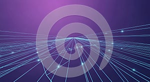 Abstract Network Connection on Purple Background Data Flow Visualization