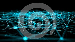 Abstract Network Connection Structure, Blue Plexus Background, Digital Data Visualization