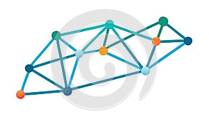 Abstract network connection structure with colorful nodes and lines, technology, vector design Generative AI