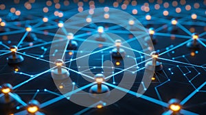 Abstract Network Connection Structure Concept, Interconnected Nodes