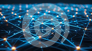 Abstract Network Connection Structure, Digital Data Nodes And Lines