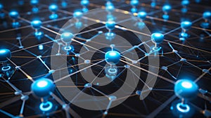Abstract Network Connection Structure - Futuristic Technology, Blockchain, Data Visualization