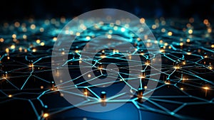 Abstract network connection structure. Futuristic technology concept. Generative AI.