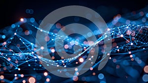Abstract Network Connection Structure, Global Data Technology, Cyber Security Visualization