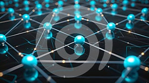 Abstract Network Connection Structure With Glowing Nodes