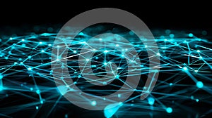 Abstract Network Connection Structure With Glowing Nodes - Data Visualization, Technology Background