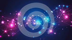 Abstract Network Connection Structure With Glowing Points