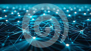 Abstract Network Connections With Glowing Nodes, Data Transfer