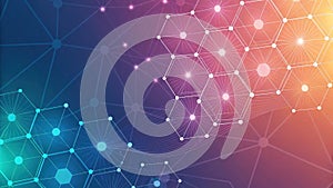 Abstract network connections hexagon pattern design