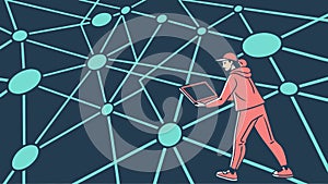 Abstract Network Connectivity: Seamless Data Flow, vector design Generative AI