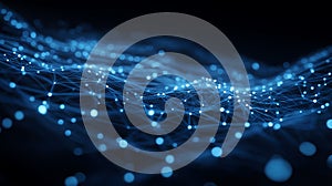 Abstract network data connection technology background blue glowing dots
