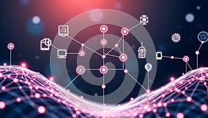 Abstract network data flow, digital connection technology. Stock Photo, Generative AI