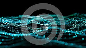 Abstract Network Data Flow Visualization, Digital Connection Grid Technology, Artificial Intelligence Concept