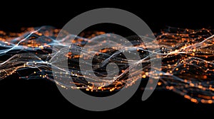 Abstract Network Data Stream Visualization On Black Background