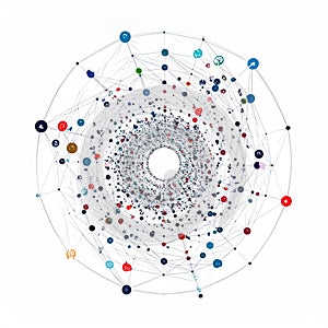 Abstract Network Data Visualization on White Background
