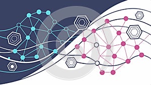 Abstract network design, technology connection concept, data flow vector design Generative AI