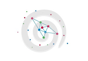 Abstract network diagram with connected nodes and scattered points