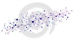 An abstract network diagram consisting of interconnected nodes and lines. Circular