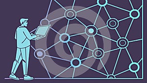 Abstract Network Dots Lines, Digital Data Communication Mesh, vector design Generative AI