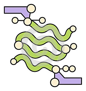 Abstract Network Flow Diagram with Nodes and Paths