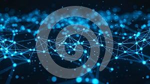 Abstract Network of Glowing Blue Dots and Lines Connecting in a Digital Data Visualization Pattern