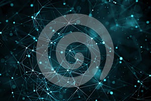 Abstract network of glowing lines and dots on a dark background.