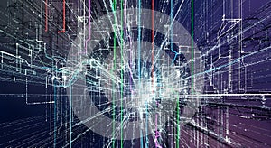 Abstract network of glowing lines and nodes, representing data flow and connectivity in a digital world