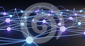 Abstract network of glowing nodes and connecting lines, representing data or communication