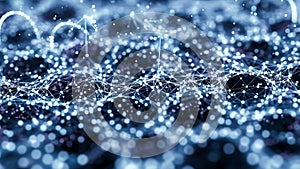 Abstract network of glowing nodes and connecting lines, representing data flow