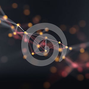 Abstract network with glowing nodes and connecting lines. Symbolizes connectivity, technology, science, or innovation. Ideal for