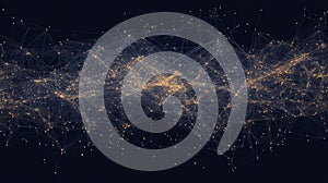 Abstract network of glowing nodes lines on dark background
