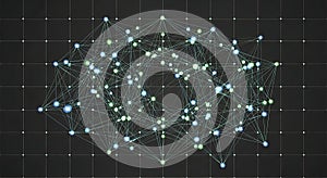 Abstract network of glowing nodes and lines forming a complex interconnected digital structure