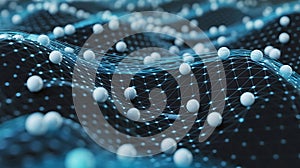 Abstract Network of Glowing Nodes and Spheres