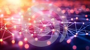 Abstract Network of Glowing Points and Lines