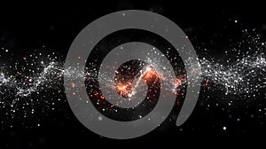 Abstract Network of Glowing White and Red Particles