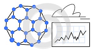 Data Network and Cloud Analytics with Graph Visualization and Growth Chart