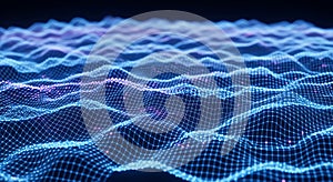 Abstract network grid with data technology background showcasing digital connections wave pattern design and modern art
