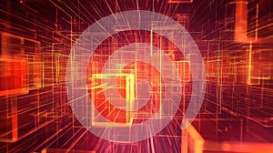 Digital network grid connecting cubes in cyberspace technology