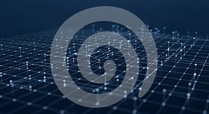 Abstract Network Grid with Glowing Nodes and Connections