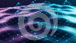 Abstract Network Grid with Glowing Nodes and Data Flow Visualization technology digital