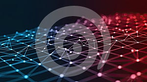Abstract Network Grid with Glowing Nodes and Interconnected Lines Representing Data Flow and Digital Connectivity