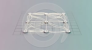 Abstract network grid with interconnected nodes, AI generated illustration.