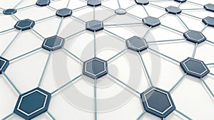Abstract network of hexagonal nodes connected by lines