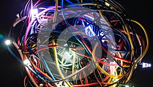 Abstract Network of Illuminated Colorful Cables