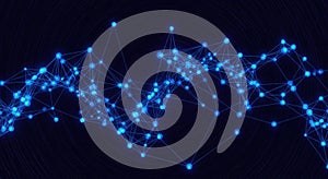 Abstract network of interconnected blue nodes and lines